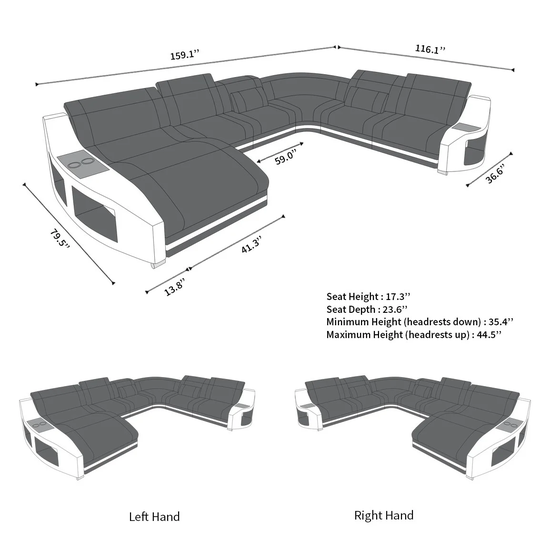 Sofadreams modern sectional Palm Beach XL with cooling cupholders Sofa