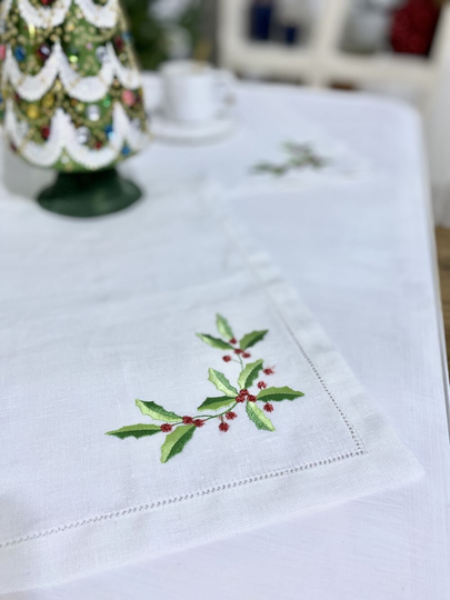 Embroidered Table Napkins. Linen Placemats Set. Placemats. Christmas Embroidery. Napkins Embroidery