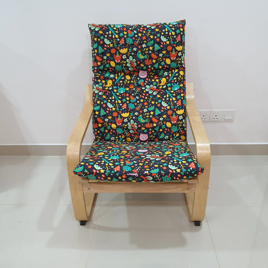 Ikea Poang Chair Cushion Cover - Childhood Dreams Black V2