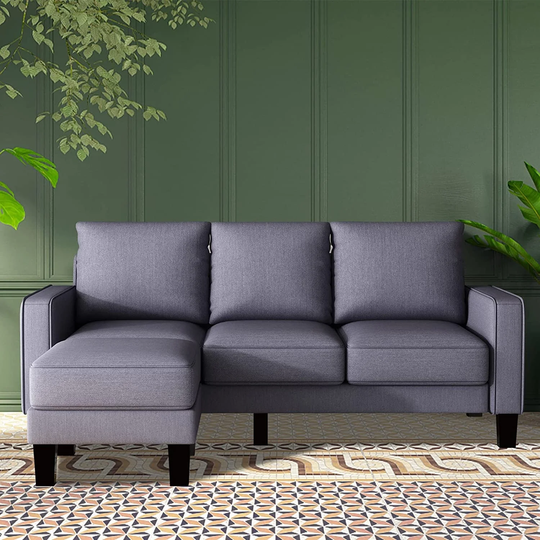 L Shaped Convertible Sectional Sofa for Home, Bedroom Space