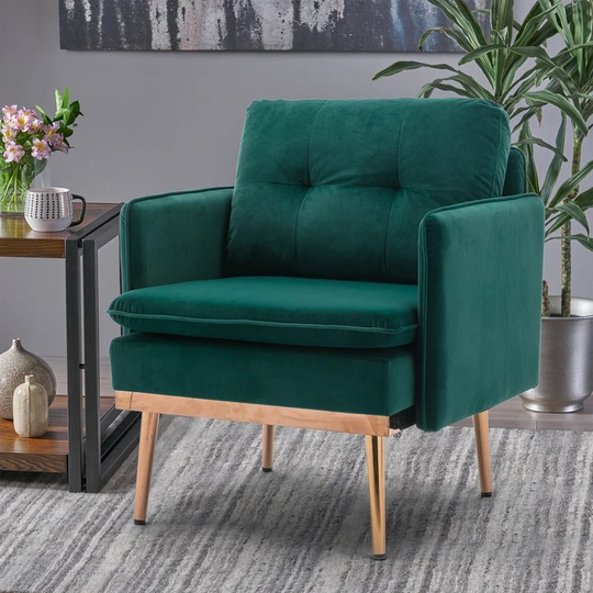 Upholstered Foam Accent Chair, Comfortable Armchair Green