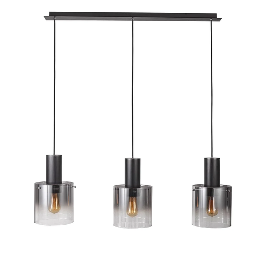 Artcraft Henley 3-Light Pendant Light in Satin Black & Smoke Glass
