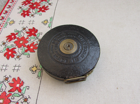 Vintage Railway Measuring Tape With Leather Case, Measure 15 M, & Brass Case Measure, Tool