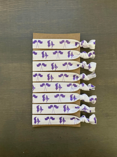Color Guard Hair Tie Bracelets in Purple, Flag Spinner Elastic Ties, Set Of 8 Ponytail Holders, Gift