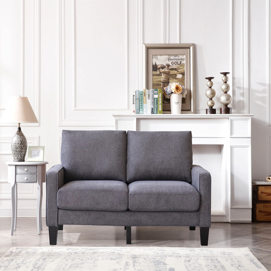 Sofa Modern Living Room Furniture Fabric Loveseat in Dark Grey