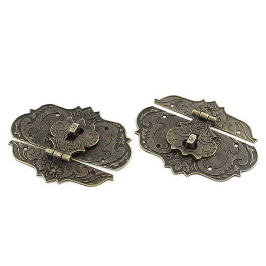 97mmx73mm Antique Brass Color Jewelry Box Hasp Latch Lock 2 Pcs - Antique Brass Color