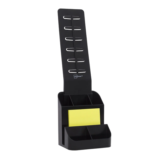 NoteTower 5-Compartment Black Plastic Pencil Holder - 12.5" x 3.2" x 4.5"