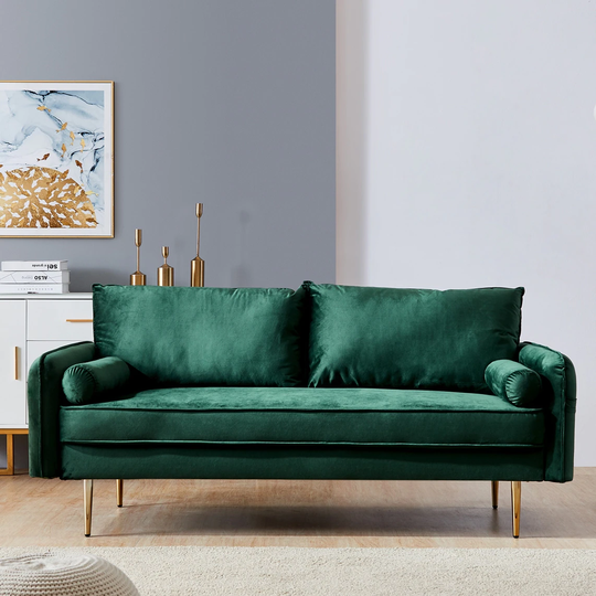 Modern Velvet Fabric Sofa 71" Double Couch for Living Room