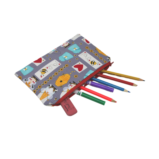 Honey Bee Gnomes Pencil Pouch, Makeup Bag, Pen Case, Zipper Organizer, Bag