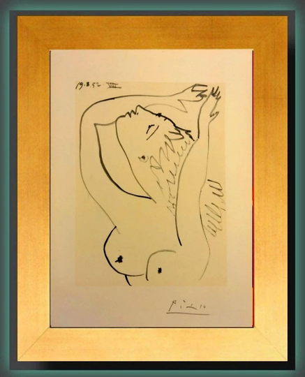 Picasso, Pablo. 1954 Original Pencil Signed Lithograph, Limited Edition Of 100 On Velin D'arches Paper By Mourlot. Gallery Coa