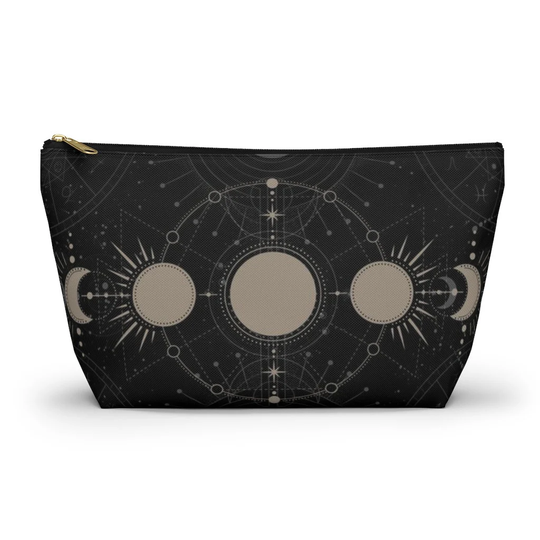 Mystical Moon Phase Witchy Pencil Pouch, Cute Cosmetic T Pouch, Travel Makeup Bag, Zipper Toiletry Organizer