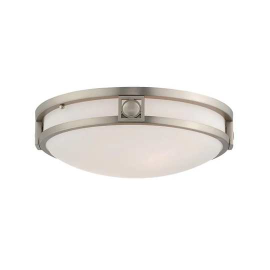 Livex Lighting Titania Brushed Nickel Steel/Frosted Glass 2-light Ceiling Mount Light