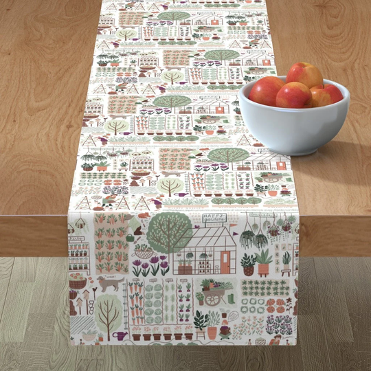 Vegetable Table Runner - My Favouite Greenhouse By Fineapple Pair Flower Herb Garden Cotton Sateen Spoonflower