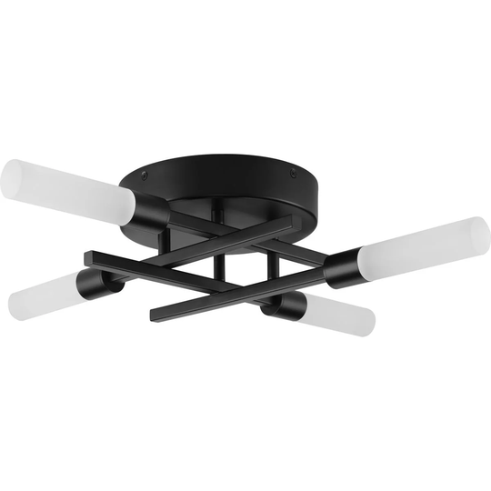Quadrant LED Collection 4-Light Matte Black Frosted Glass Modern Flush Mount Ceiling Light - 20.0625 in x 20.0625 in x 4 in