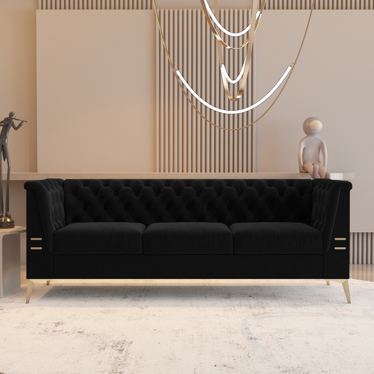 Comfortable Casual Style Standard Polyester Tufted Back Sofa with Pocket Spring and Manufactured Wood for Home Living Room