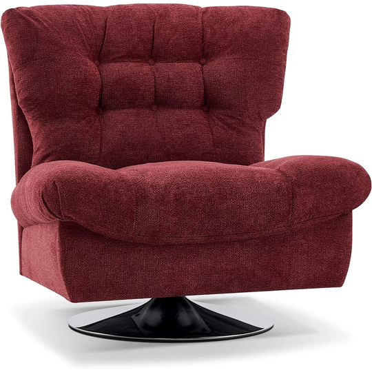 Mcombo Swivel Accent Chairs, Button-Tufted Slipper Chair, Chenille Upholstered Wingback Leisure Sofa Chair for Living Room LW753