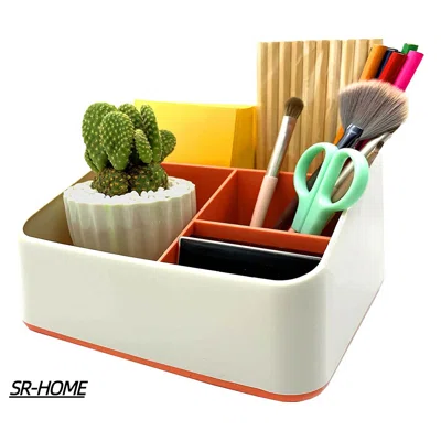Office Desktop Organizers And Accessories, 4 Compartments Desk Pen Holder, Pencil Holder, Makeup Brush Holder, Desktop Storage Organizer For Office, C