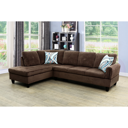 2-Pieces Sectional Sofa & Chaise,Brown,Corduroy Fabric(09709A-2)