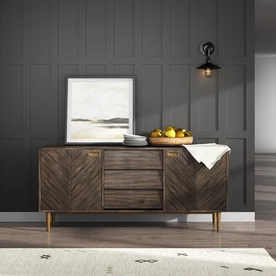 Gina 71" Wide 3 Drawer Acacia Solid Wood Sideboard