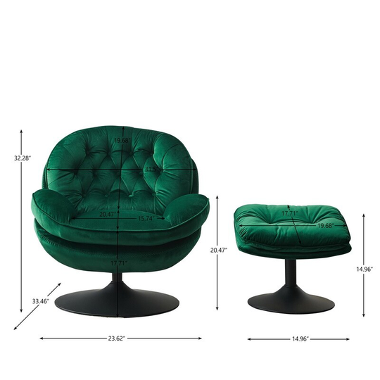 Vintage Velvet 360 Degree Swivel Chairs Chaise Lounges ,Chair & Ottoman Sets
