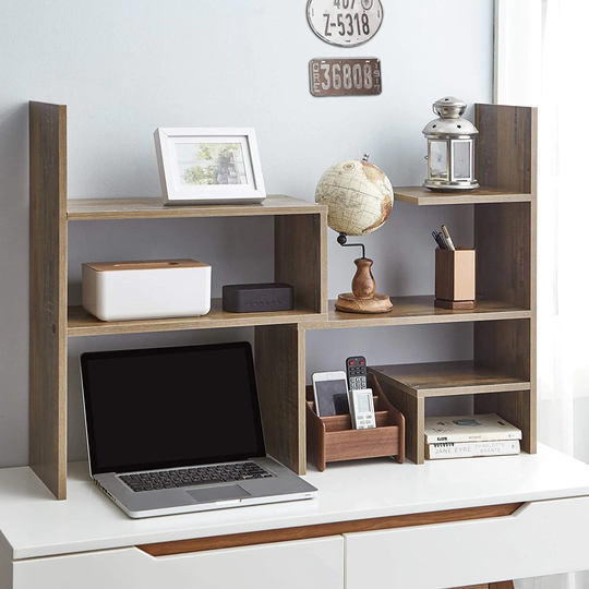 Yak About It Compact Adjustable Dorm Desk Bookshelf - Rustic