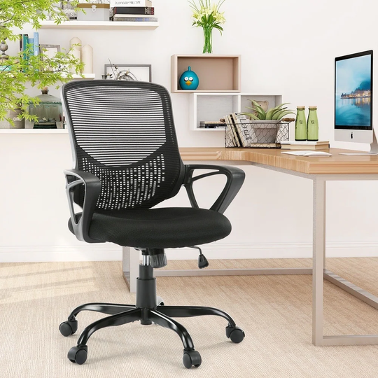 HOME Office Chair Mid-back Lumbar Support Swivel Computer Mesh Chair