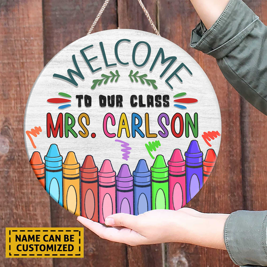 Custom Classroom Door Sign | Pencil Teacher Name Decor Welcome Back To School Gift