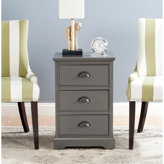 SAFAVIEH Griffin Grey 3-Drawer Storage Side Table - 17.7" x 13.8" x 26.8"