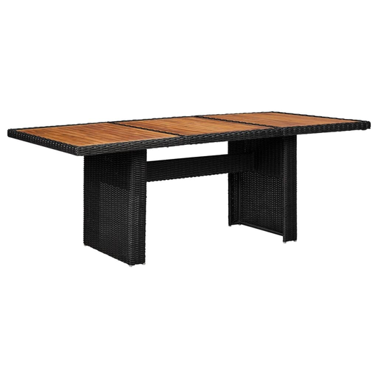 Garden Dining Table Black 78.7"x39.4"x29.1" Poly Rattan