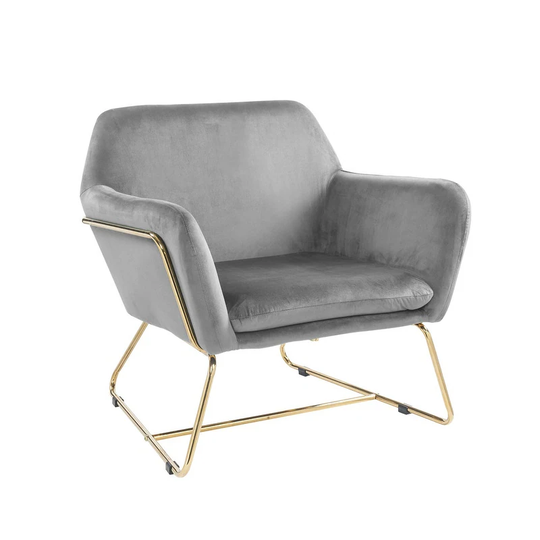 Glam Decor Velvet Accent Chair Side Chair Leisure Single Sofa with Metal Legs