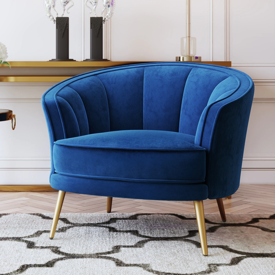 Modern Velvet Accent Barrel Chair Leisure Accent Chair Living Room Upholstered Armchair