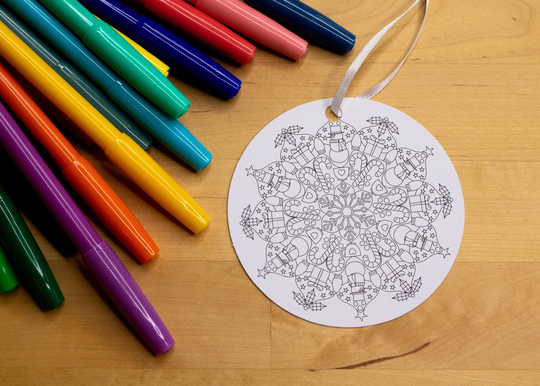 Festive Mandala Coloring Christmas Tree Ornament Holiday Stocking Stuffer Adult Kids Project Color Relaxation Diy Meditation Decor Craft