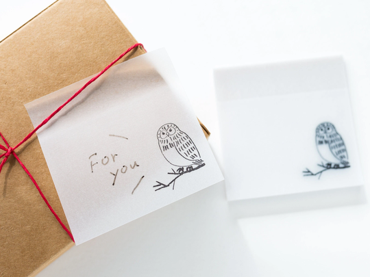 Sylvan Message Sticky Memo - Owl/Translucent Sticky Notes Made With Glassine Paper Japanese Animal El Commun