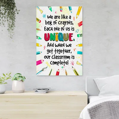 Pencils - We Are Like A Box Of Crayons Each Of Us Is Unique - 1 Piece Rectangle Graphic Art Print On Wrapped Canvas