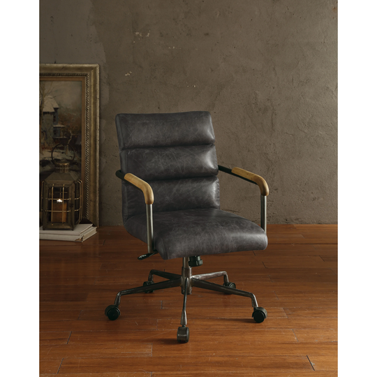 ACME Harith Executive Office Chair, Antique Ebony Top Grain Leather
