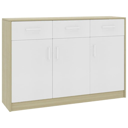 Sideboard White and Sonoma Oak 43.3"x11.8"x29.5" Chipboard