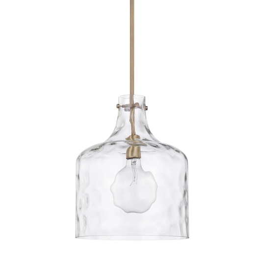 1-Light Clear Water Glass Shade Pendant