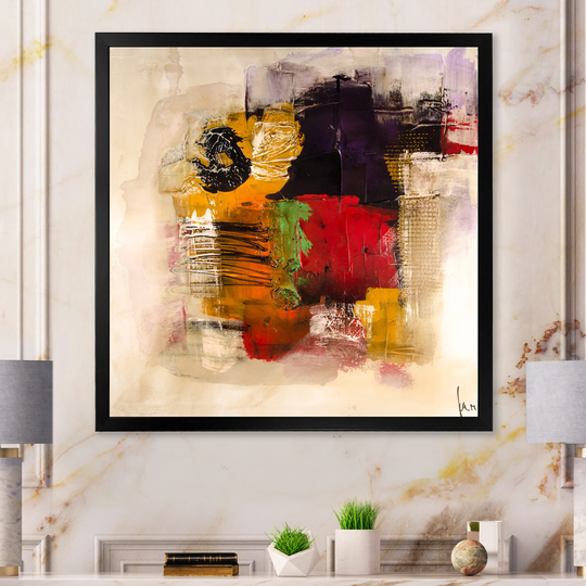 Designart 'Abstract Energetic Color Dance' Modern Framed Wall Decor