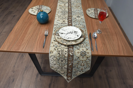 Rug Table Runner & Set Of Six Supla, Set, Kitchen Decor, Service Placemat, Decoration Underplate, Dinnerware Sets, 4