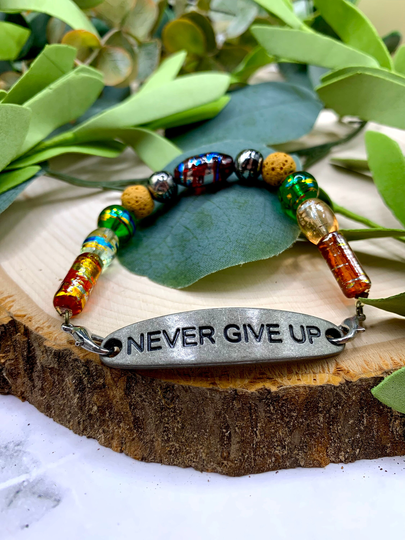 Handmade Beaded Bracelet - Never Give Up Buckle Bracelet, Diffuser Jewelry