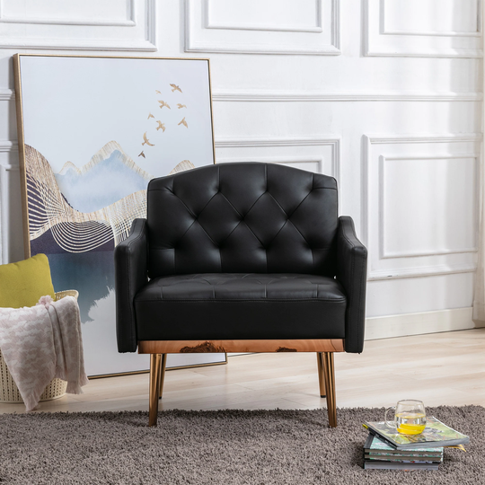 PU Upholstered Tufted Accent Chair With Rose Golden feet