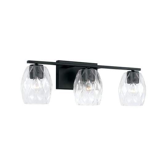 Lucas 3-light Bath/ Vanity Fixture w/ Wavy Embossed Glass