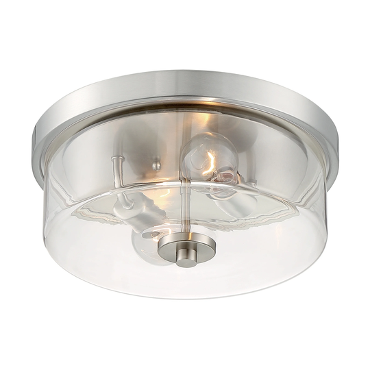 Sommerset 2-Light Flush Mount with Clear Glass Brushed Nickel Finish