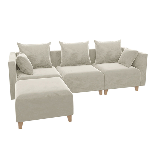 Velvet Fabric Upholstery L-shaped Sectional Sofa
