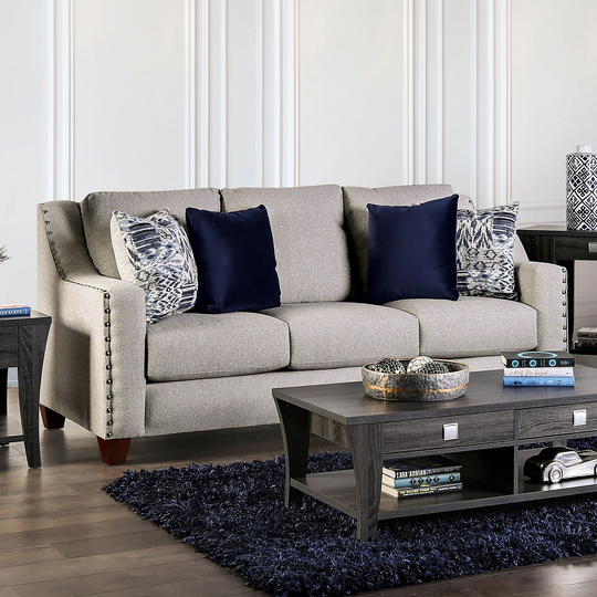 Furniture of America Kenwood Transitional Light Grey Upholstered Sofa