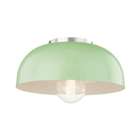 Mitzi by Hudson Valley Avery 1-light Polished Nickel Small Semi Flush, Mint Metal
