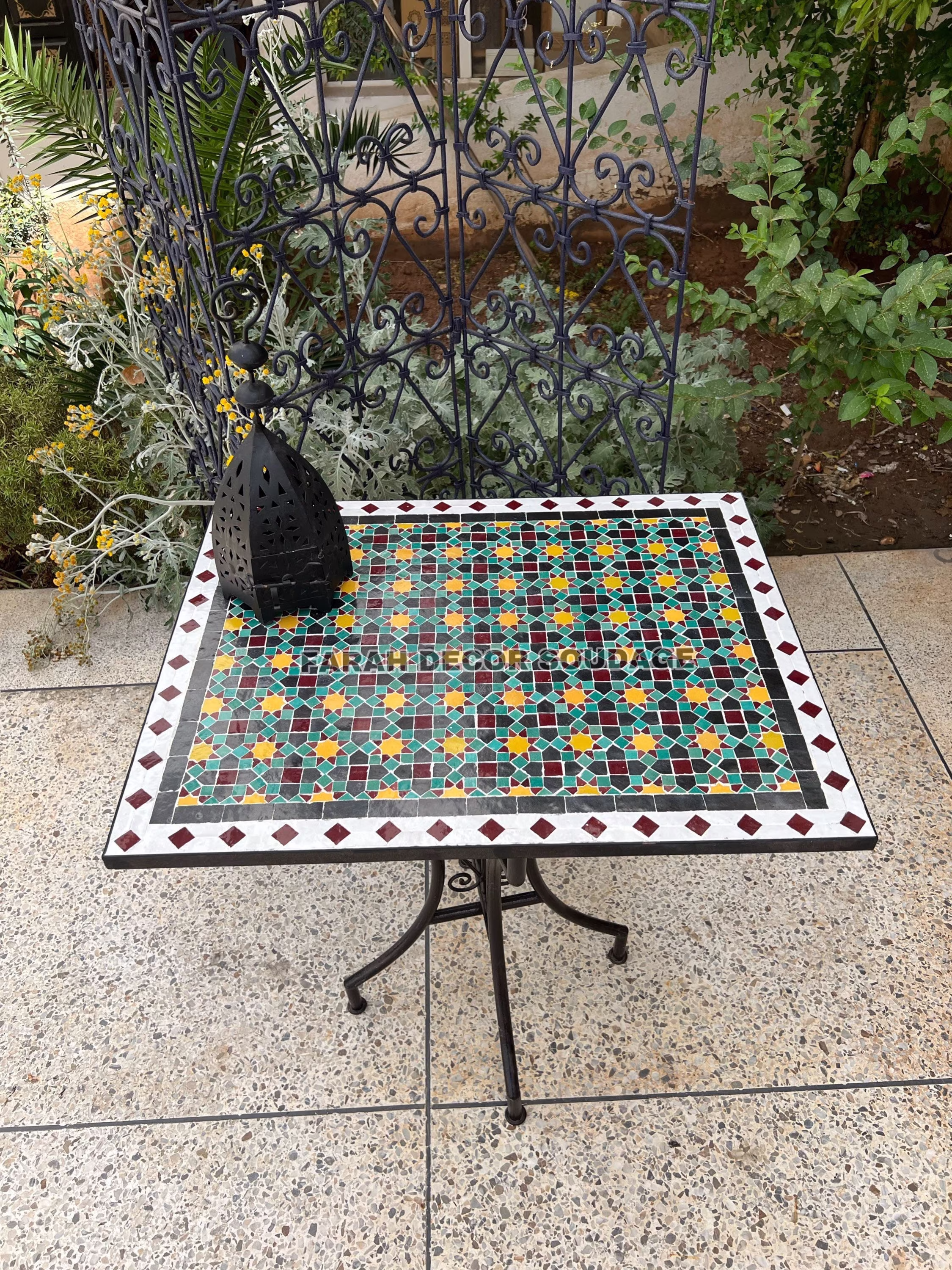 Handmade Moroccan Mosaic Table, Handcrafted Rectangular Outdoor/ Indoor Bistro Table Made Of