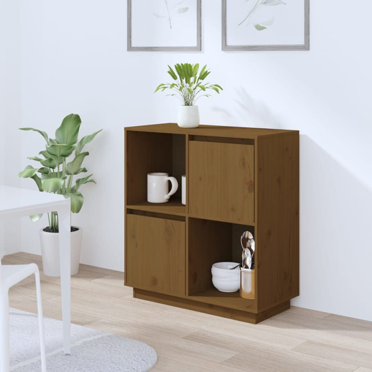 vidaXL Sideboard Honey Brown 29.1"x13.8"x31.5" Solid Wood Pine