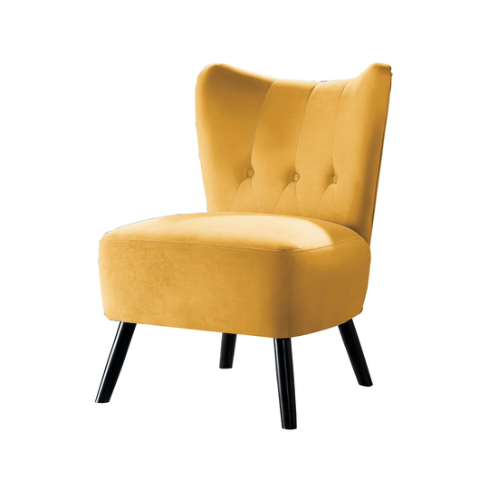 Upholstered Armless Accent Chair with Flared Back and Button Tufting, Yellow - 33 H x 27.5 W x 22.5 L Inches