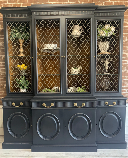 Sold This Item Is Sold, But An Example Of Our Work .black Farmhouse Hutch, Black Dining Wine Liquor Cabinet